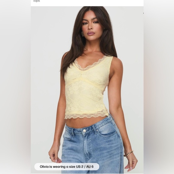 NWT Princess Polly Far Away Top Yellow Lace Y2K inspired Romantic Boho chic,6 - Picture 3 of 12